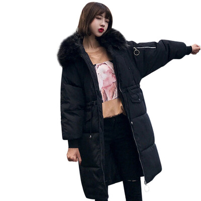 

Toponeto Women Outerwear Coat Long Cotton-padded Jackets Pocket Fur Hooded Coats