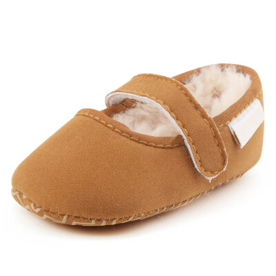 

Winter Warm Baby Girl Solid Cotton Shoes Casual Soft Sole First Walkers Thicken Velvet Anti-slip Walking Shoe