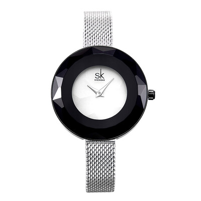 

2019 Fashion Luxury Ladies Watch Prism Fac Gold Steel Mesh Quartz Women Watches Top Brand Shengke Gifts Clock Relogio Feminino