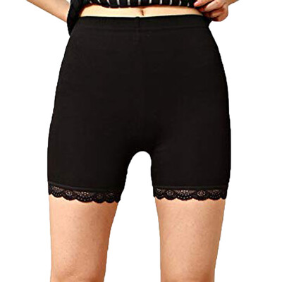 

Tailored Fashion Womens Solid Elastic Waist Lace Ultra Thin Stretch Short Leggings