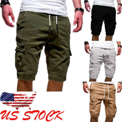 

Men Shorts Slim Fit Stretch Flat Front Summer Casual Solid Color Pants Trousers