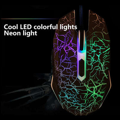 

Portable Crack Pattern USB Wired Mouse With LED Backlight Computer Gaming Mice For Home Office Net Bar
