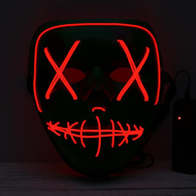 

Adults Halloween Green LED Light Up Mask Halloween Costume Supplies for Festival Masquerade Cosplay Party Performance