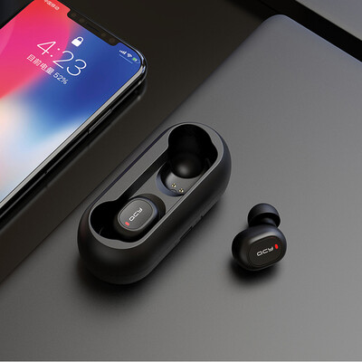 

QCY T1C Mini Dual V50 Wireless Earphones Bluetooth Earphones 3D Stereo Sound Earbuds with Dual Microphone&Charging Box