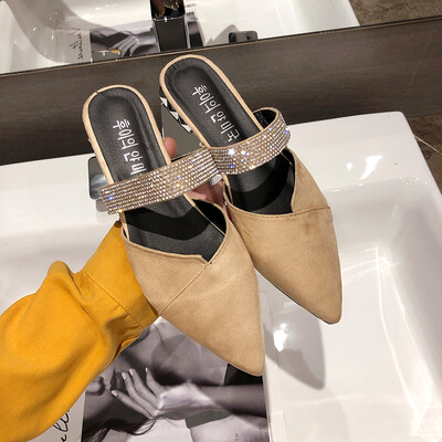 

Slippers women summer Korean-type pointed head half-slippers low-heel&original-style Moeller shoes
