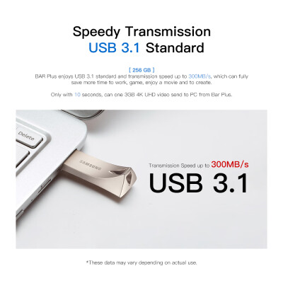 

SAMSUNG BAR PLUS 300MBS 256GB USB 31 Gen 1 Flash Drive Pen Drive Metal Memory Stick Storage Device MUF-256BE3CN