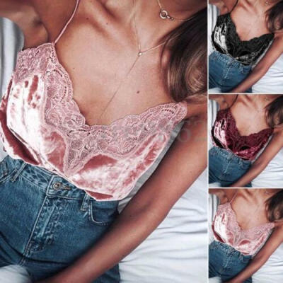 

Womens Sexy V Neck Floral Print Short Crop Tops Cami Vest Camisole Blouse Shirt
