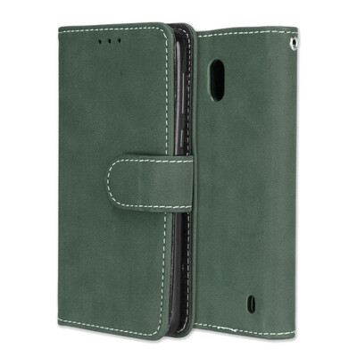 

MOONCASE Nokia 2 Vintage Scrub 3 Card Leather Case - Green