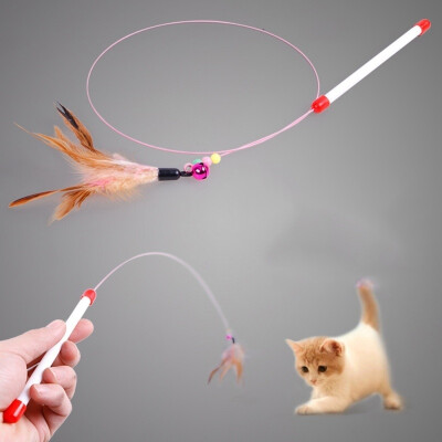 

Cat Kitten Pet Teaser Feather Wire Chaser Pet Toy Interesting Wand Beads Play Funny Gifts For Cat