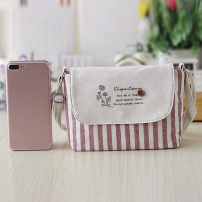 

Tailored Women Fresh Striped Girls Shoulder Bags Cotton Bags Small Crossbody Bag