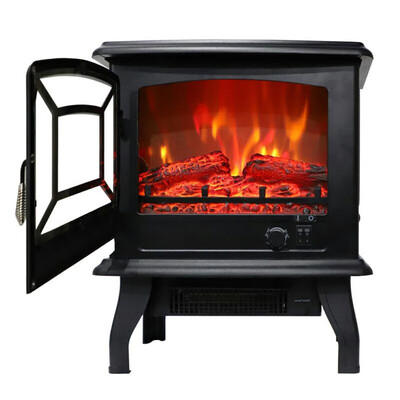 

Free Standing Electric 1400W Fireplace Heater Fire Flame Stove Wood Adjustable