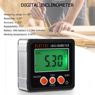 

Digital Magnetic Inclinometer Angle Gauge Meter Level Box Protractor 4 x 90°