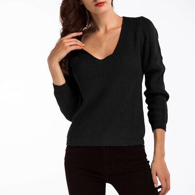 

〖Follure〗Womens Autumn Winter Sweater Thick Needle Long Sleeve V-Neck Pullover Sweater
