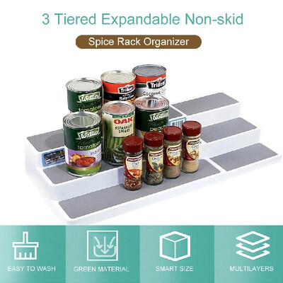 

3 Tiered Expandable Spice Rack Organizer Non-skid Pantry Organizer&Storage for Kitchen Refrigerator Bathroom Craft Room