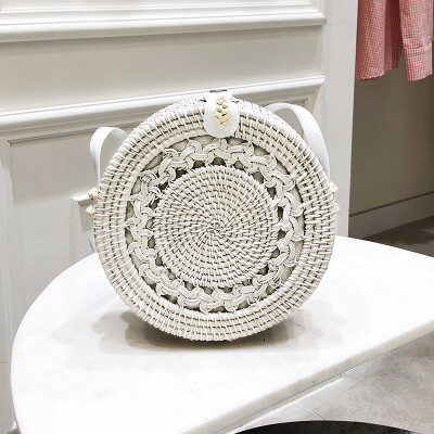 

Woven Rattan Bag Round Straw Shoulder Bag Small Beach HandBags Women Summer Hollow Handmade Messenger Crossbody Bags