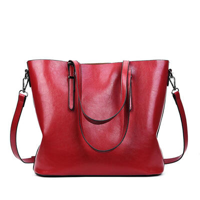 

Oil Wax Leather Shoulder Handbags Women Big Capacity Shopping Satchel Totes