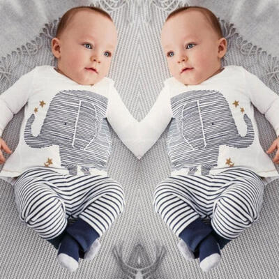 

Newborn Toddler Baby Boy Elephant Tops Pants Trousers 2Pcs Outfits Clothes 0-24M
