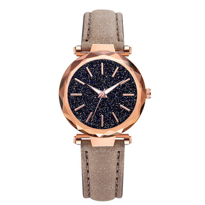 

Womens quartz watch rose gold frame starry dial decorative female student