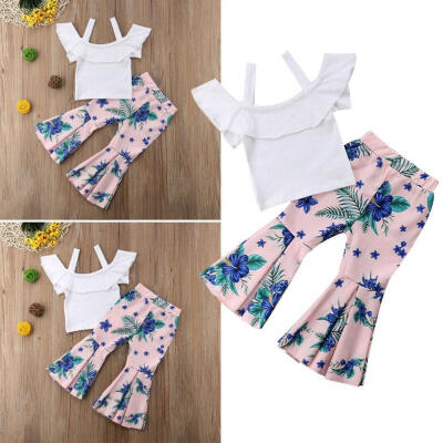 

Toddler Kids Baby Girls Outfits Floral Clothes Denim Tops Pants Shorts Sets