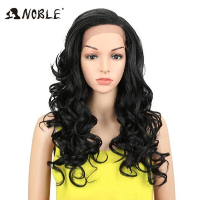 

Noble Trendy Lace Front Wig Fiber Loose Wave Synthetic Hair Wigs For Black Women Color 1B Pink Mixed Cosplay Wig Free Shipping