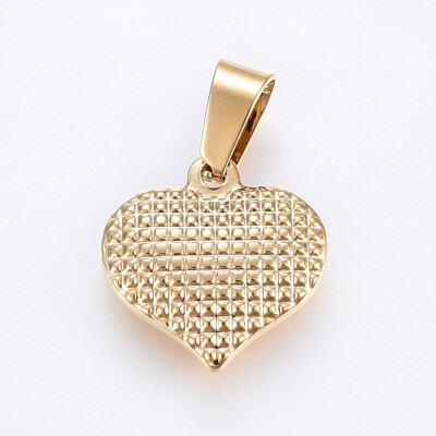 

304 Stainless Steel Pendants Heart Golden 15x15x35mm Hole 7x4mm