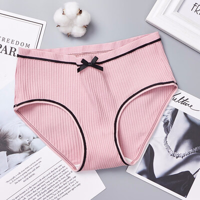 

Panties female autumn&winter new sexy comfortable thread panties female cute bow large size cotton striped briefs
