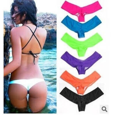 

Women Sexy V Shape Swimsuit Thong Bikini Bottom Brazilian Ruched Back Underwear