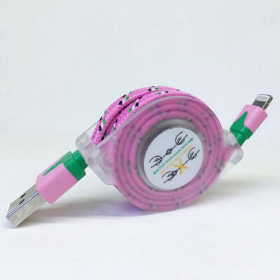 

Retractable Lightning Charge Cord Nylon Braided Charging And Syncing Cable
