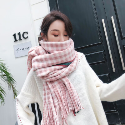 

2018 new imitation cashmere scarf female Korean version of autumn&winter wild students rainbow vertical shawl dual-use collar thick