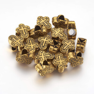 

Tibetan Style Alloy Cross Large Hole European Beads Lead Free & Nickel Free Antique Golden 145x11x65mm