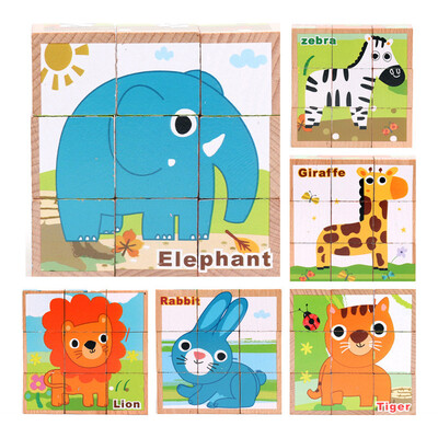 

Gotoamei Children Wooden 9 Blocks Six Sides Building Blocks Dimensional Puzzle