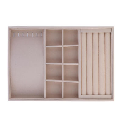 

Fleece Jewelry Plate Ring Necklace Display Tray Stand Organizer Box Case