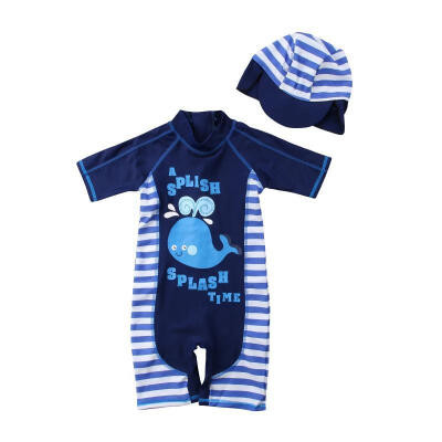 

Kids Boy Cartoon Whale Printed Rash Guard Swimsuit Costume 1-6T