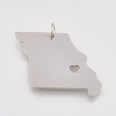 

202 Stainless Steel Pendants Map of Missouri Stainless Steel Color 20x20x1mm Hole 3mm