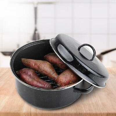 

Greensen Iron Barbecue Pan Sweet Potatoes Roasted Bread with Built-in Steamer Rack