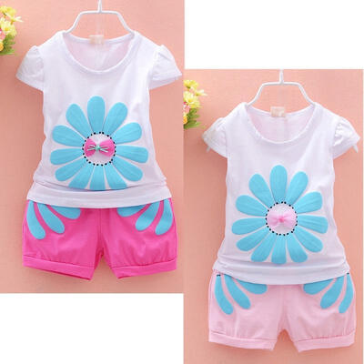 

Cute Girls Baby Kids Flowers Tops Shirt Hot Pants Shorts Summer Outfits Clothes