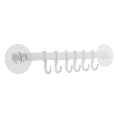 

6 Hooks Wall Mounted Plastic Toilet Door Sticky Hook Towel Shelf Rack