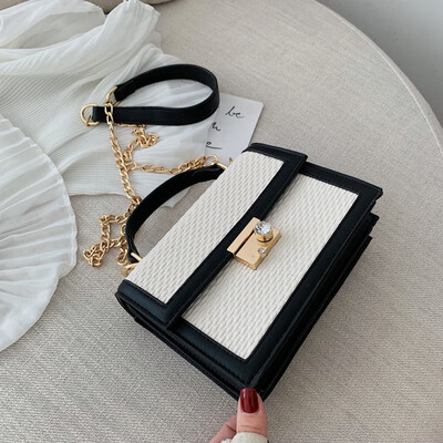 

Elegant Female Tote bag 2019 New Quality PU Leather Weaving Womens Luxury Handbag Diamond Lock Chain Shoulder Messenger Bags