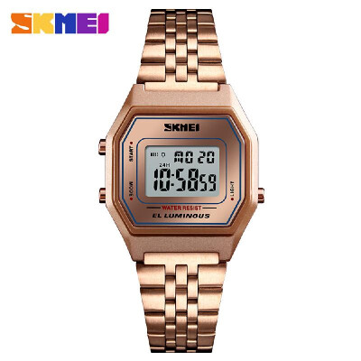 

SKMEI 1345 Women Fashion Casual Sports Wristwatch Analog Digital Watch 3ATM Water Resistant Stainless Steel Strap Backlight Multif