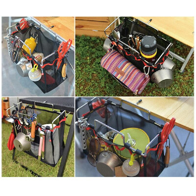 

Outdoor Camping Wire Rack Portable Mesh Bag Picnic Table Barbecue Kit Kitchen Net Folding Table Hanging Net