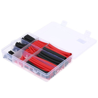 

270pcs Dual Wall Adhesive Heat Shrink Tubing Kit 31 Heat-shrinkable Tube Cable Sleeve Assortment 6 Sizes Black Red