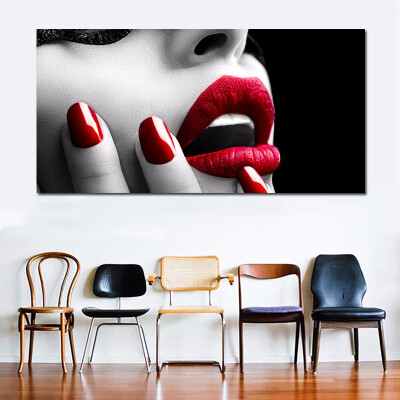 

Canvas Art Posters Portrait Red Lips Picture Painting Home Decoration For Living Room Bathroom No Frame 50x100cm20x40"