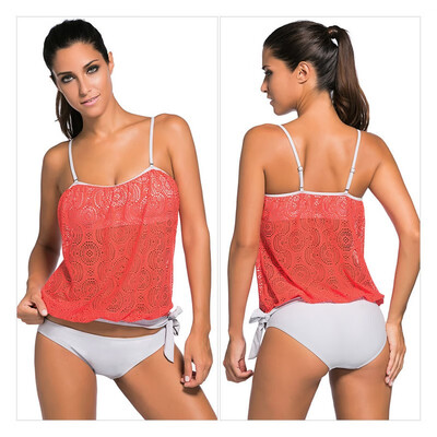 

New tube top strap print with chest pad triangle split swimsuit