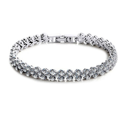 

Fashion Roman Style Woman 925 Sterling Silver Crystal Diamond Bracelets Gifts