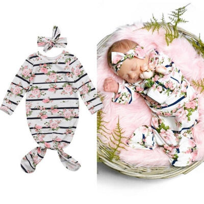 

Newborn Baby Girls Foral Casual Sleepwear Romper Headband Outfits Clothes 2Pcs