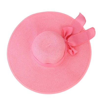 

Big Brim Bowknot Decor Straw Cap Women Girl Beach Foldable Visor Panama Hat