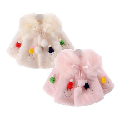 

Newborn Baby Girl Fur Warm Coat Toddler Kids Fleece Jacket Smile Face Outwear 0-3Y