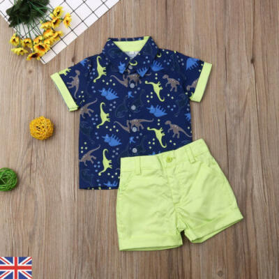 

Toddler Kids Baby Boy Gentleman Clothes Dinosaurs Shirt Tops Shorts Pants Outfit