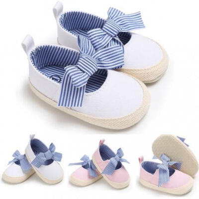 

Newborn Infant Baby Girls Bow Anti-slip Crib Shoes Soft Sole Sneakers Prewalker