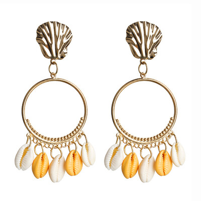 

EK724 Hyperbole Big Circle Dangle Earrings for Women Bohemian Sea Shell Drop Earrings Round Summer Dress Jewelry Wholesale